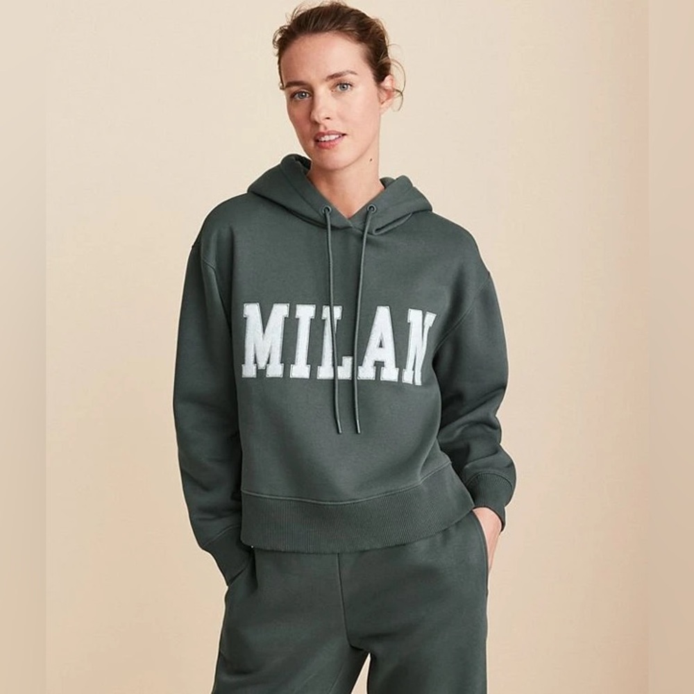 Lou & Grey MILAN Graphic Hoodie – Olive Green XS